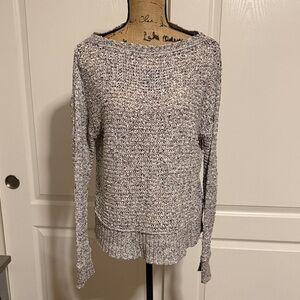 Eileen Fisher Gray Marled Off-Shoulder Knit Pullover